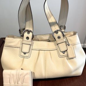 Coach Ivory Soho satchel with matching wallet
